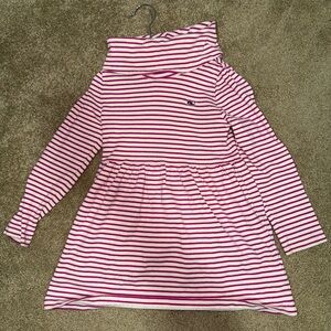 Adorable Toddler Vineyard Vines Striped Pink and White Long Sleeve Dress- 4T